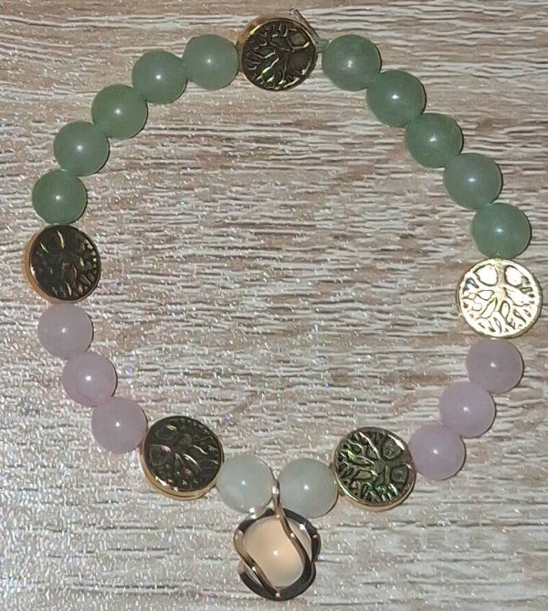 Bracelet aventurine, quartz rose "Harmonie Sacrée"