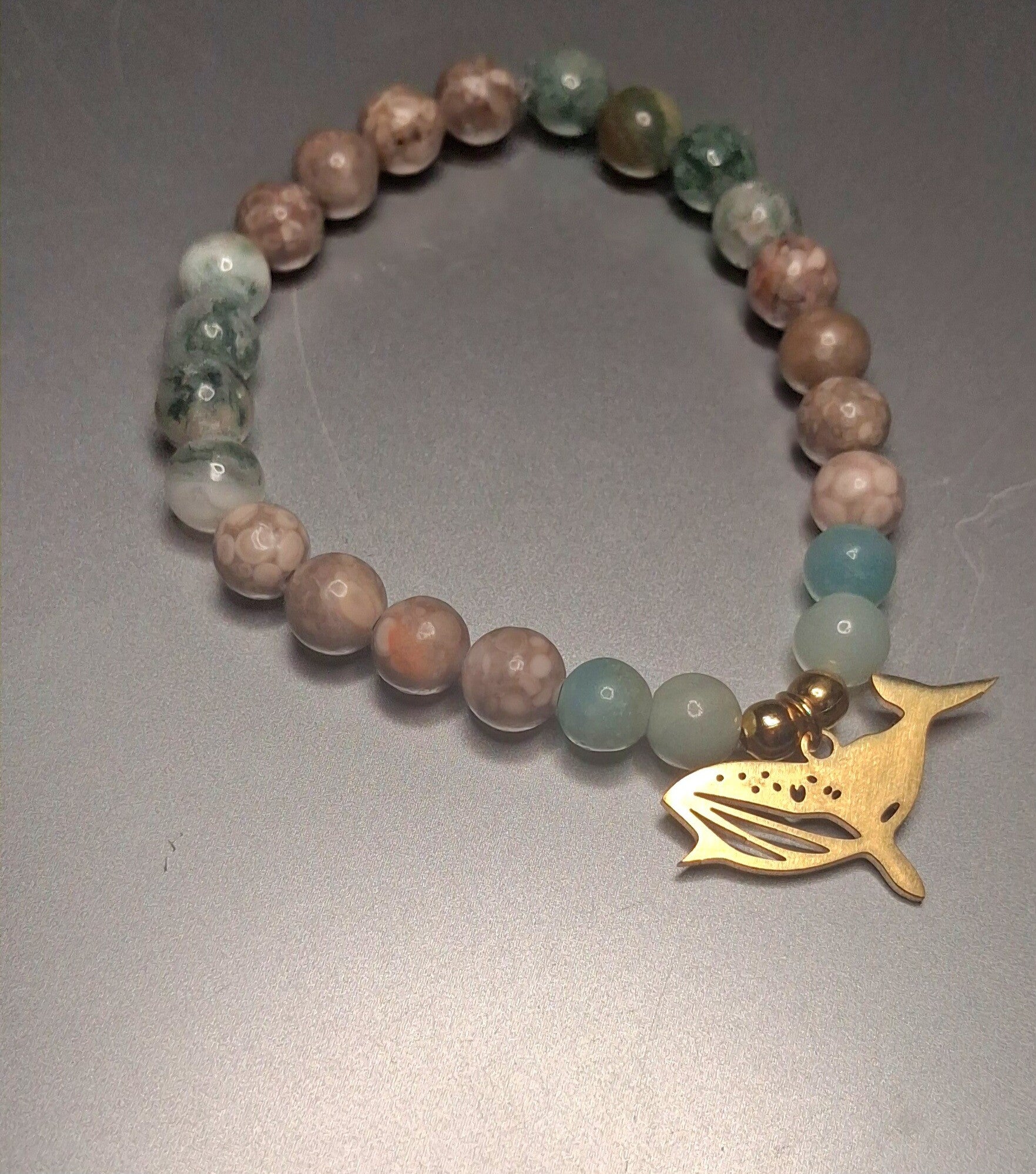 Bracelet Homme Agate Arbre, Maïfanite, Amazonite, « Voyageur des Abysses »