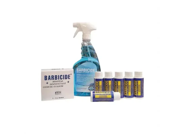 Barbicide Disinfectant Bullets & Spray (6x 60ml + Lege Spray fles)
