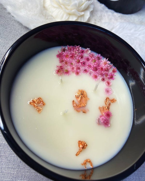 XL Kerze mit trocken Blumen