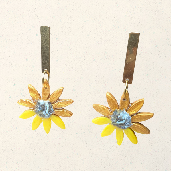 Colourful Yellow Polymer Clay Daisies 0011