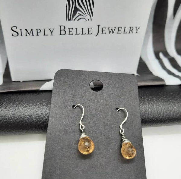 925 Silver, Citrine droplets!