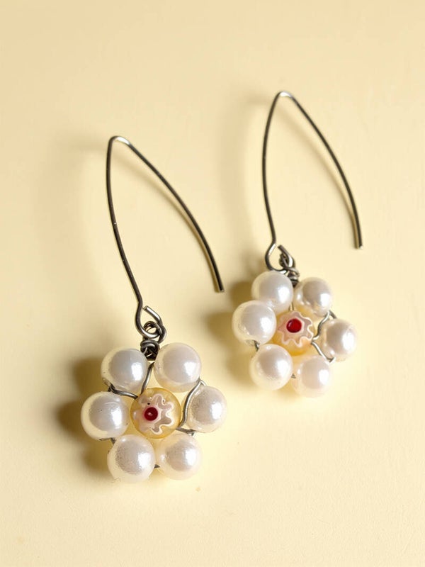 White Yellow Daisies, 925 Silver Hooks 0042