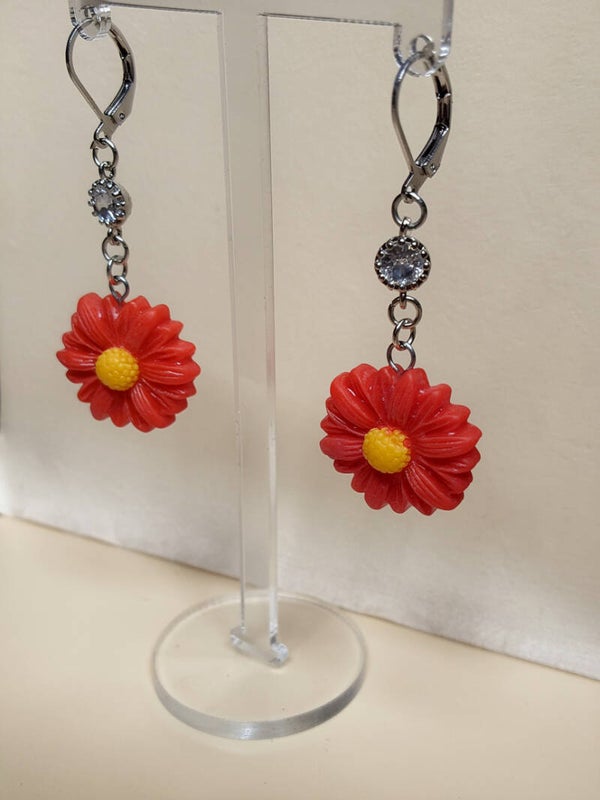 Red Polymer Clay Daisies 0019