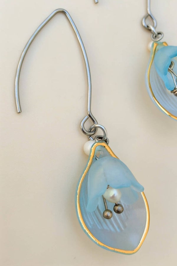 Blue Petal Flower, 925 Silver 0047