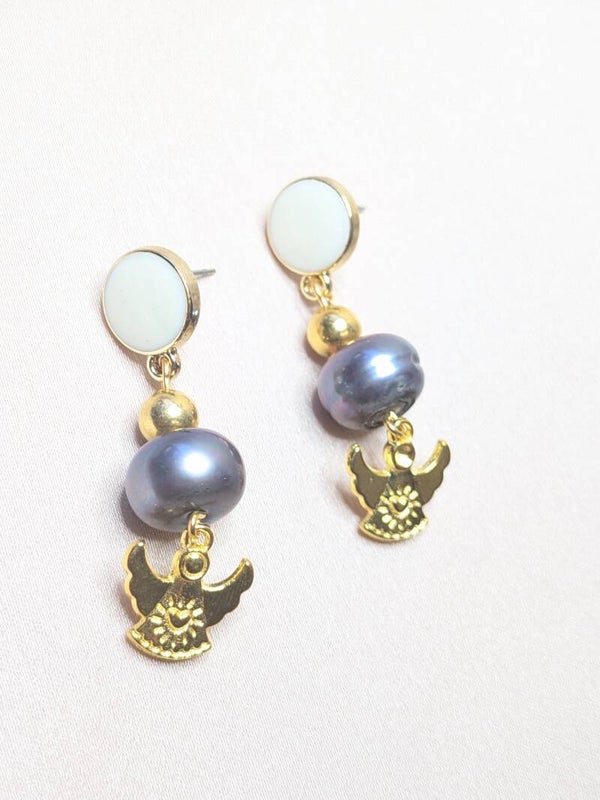 Coloured Gray Dark Pearl Angel 0134