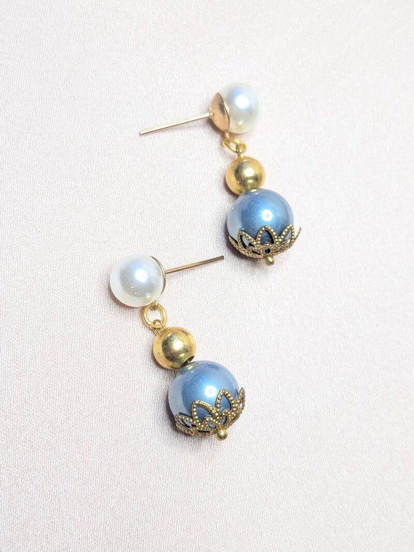 Double Coloured White Gray Round Pearl 0151