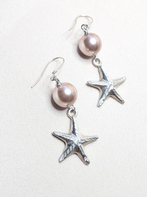 925 Silver Star Coloured Brown Round Pearl 0153
