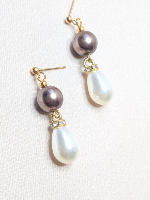 White Drop Brown Round Pearls 0202