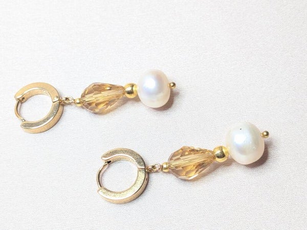 Yellow Crystal White Round Pearls 0203
