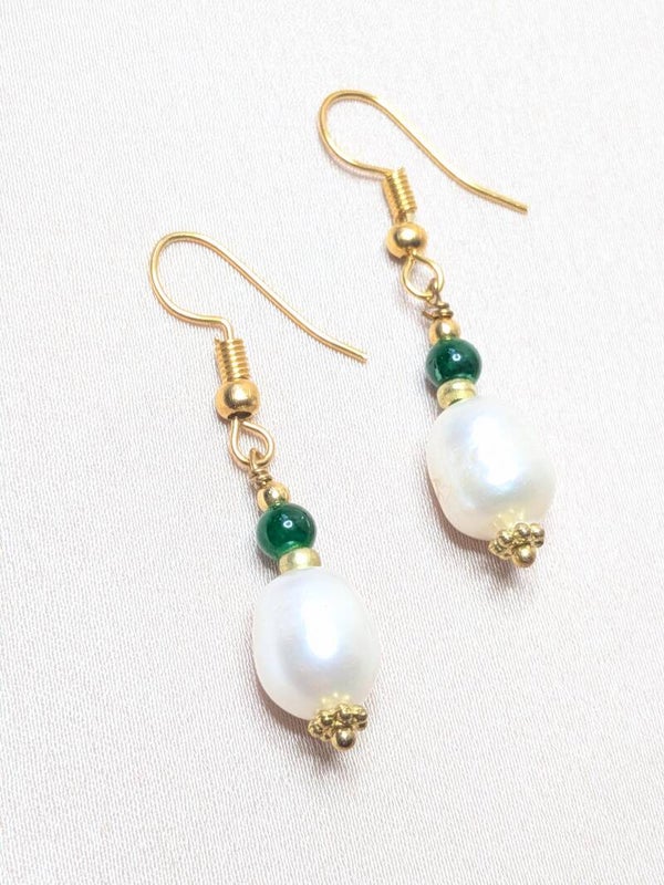 Green Round Agat White Round Pearls 0204