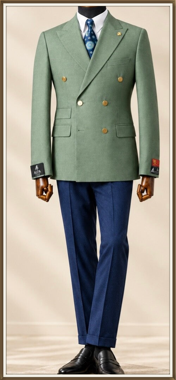 PANACHE VERT OLIVE ET BLEU