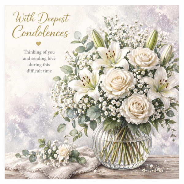 Floral Lily and rose sympathy card.