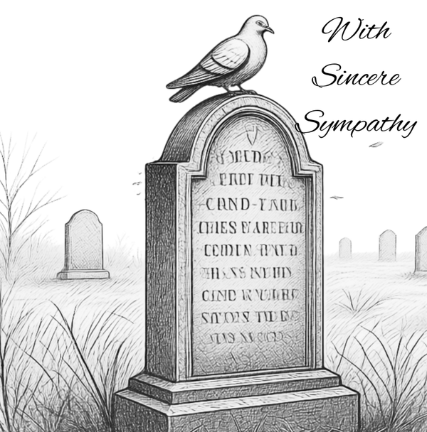 Gravestone and dove sympathy card