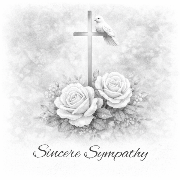 Sympathy card  with white roses.