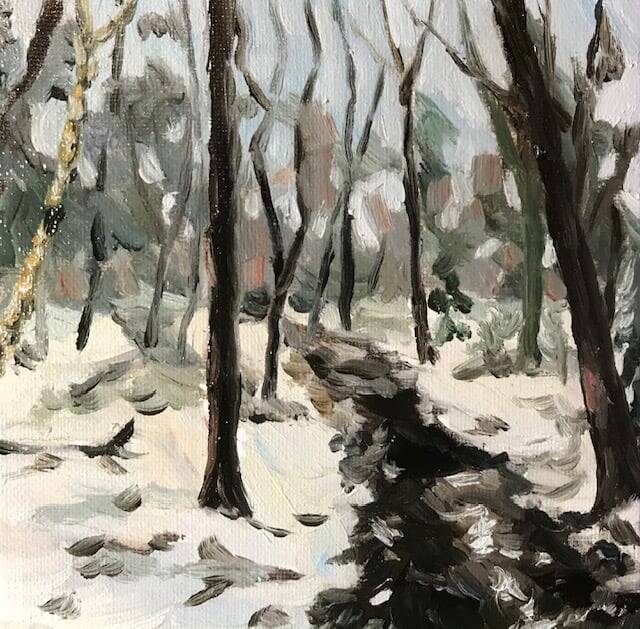 Verkocht | Winter | Olieverf op doek | 15 bij 15 cm | ©2021