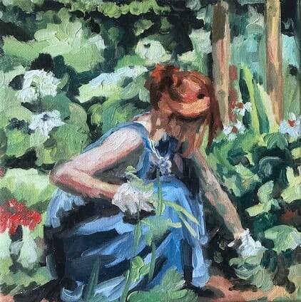 Privé collectie | lentetuin | Olie op doek | 20 bij 20 cm | © 2021