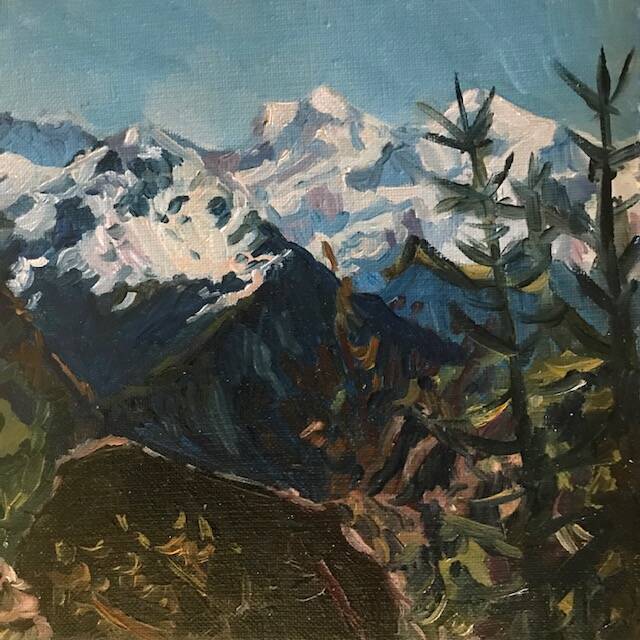 Sneeuw | Olieverf op doek | 20 bij 20 cm | ©2022