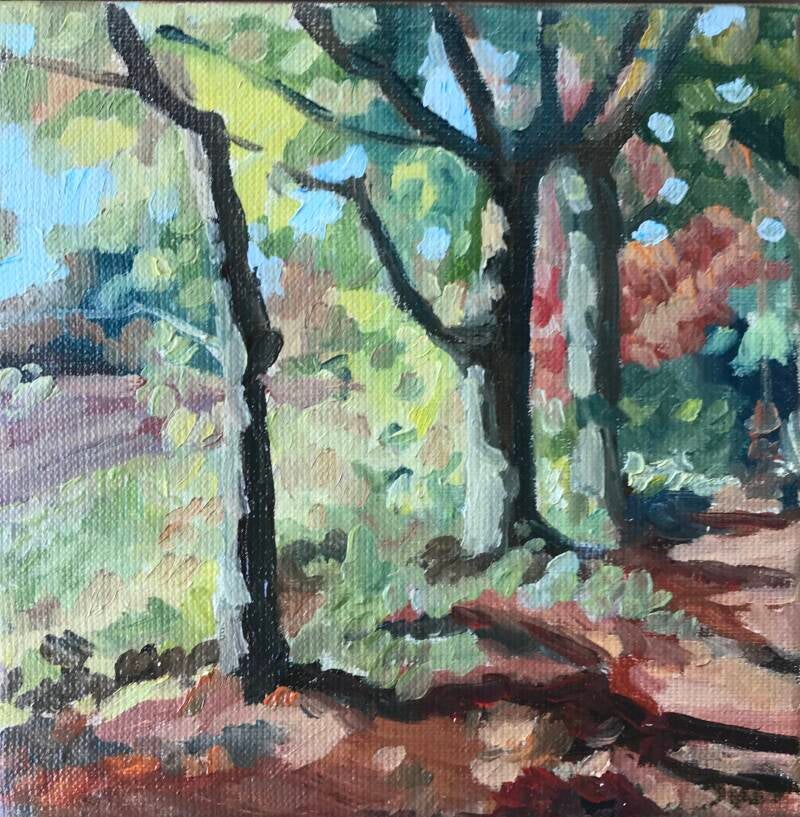 Verkocht bij Galerie Posthuys | Herfst | Olieverf op doek | 20 bij 20 cm | © 2023