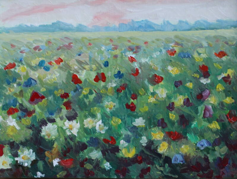 Veldbloemen | Olieverf op paneel | 27 bij 21 cm | Galerie Posthuys