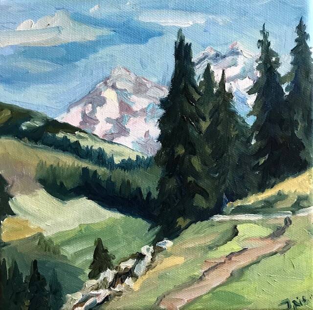 Het paadje | Olieverf op doek | 20 bij 20 cm | ©2023