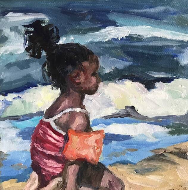 Dromen aan zee | Olieverf op doek | 20 bij 20 cm | ©2023