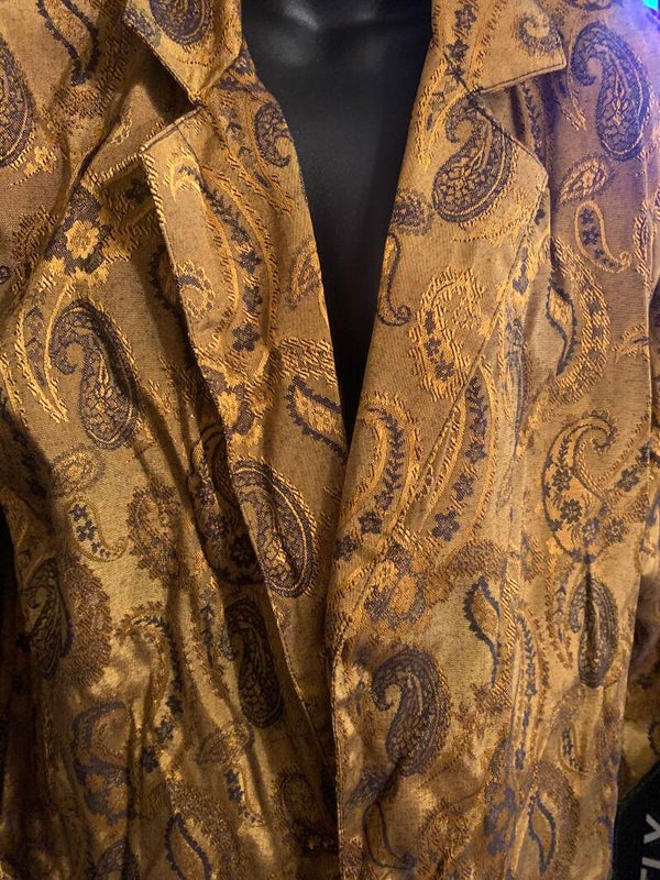 Vintage Trimmings Gold & Bronze Paisley Brocade Blazer – Size M (12/14)