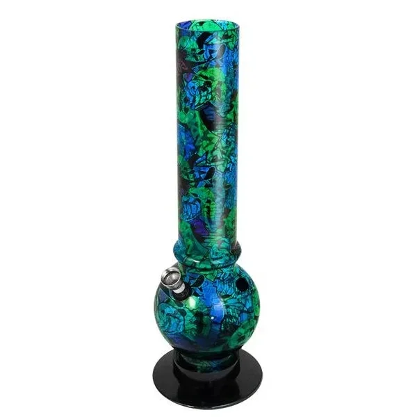Acryl Bong 32cm Bubble-Straight "Graffiti" blau