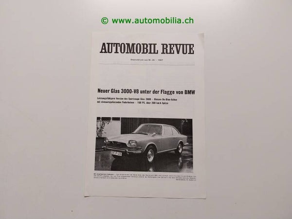 Glas 3000 V8 "Glaserati" Sonderdruck 1967 deutsch