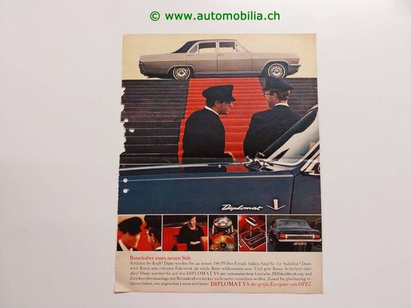 Opel Diplomat V8 originale Werbeanzeige deutsch