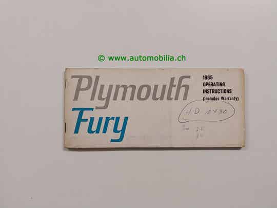 Plymouth Fury 1965 Betriebsanleitung englisch