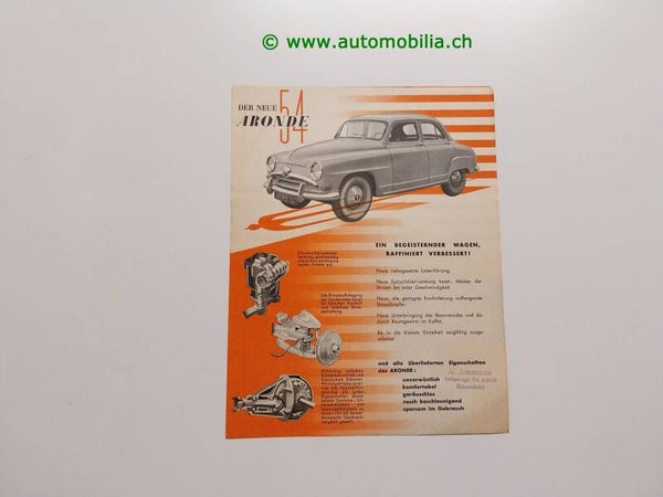 Simca 9 Aronda 1954 Prospekt deutsch