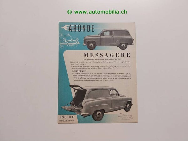 Simca 9 Aronda Messagere 1954 Prospekt deutsch