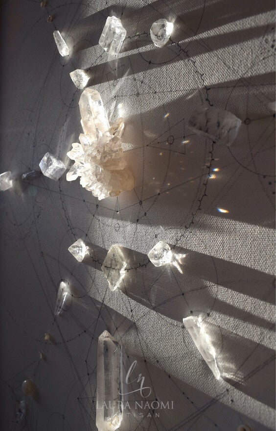 Lotus - pencil and crystals on Canvas © 2020