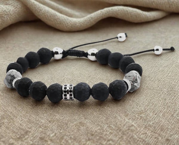 Bracelet en pierre  de lave 🌋 acier inoxydable