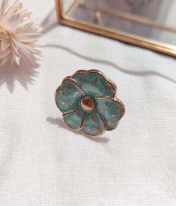 Bague 🌸 turquoise & doré