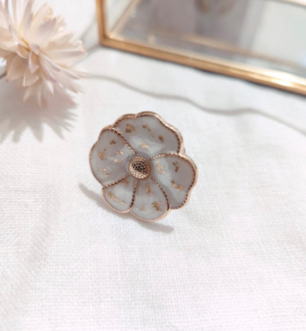 Bague 🌸 écru & doré