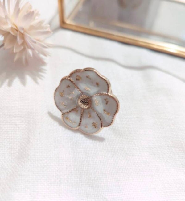 Bague 🌸 écru & doré