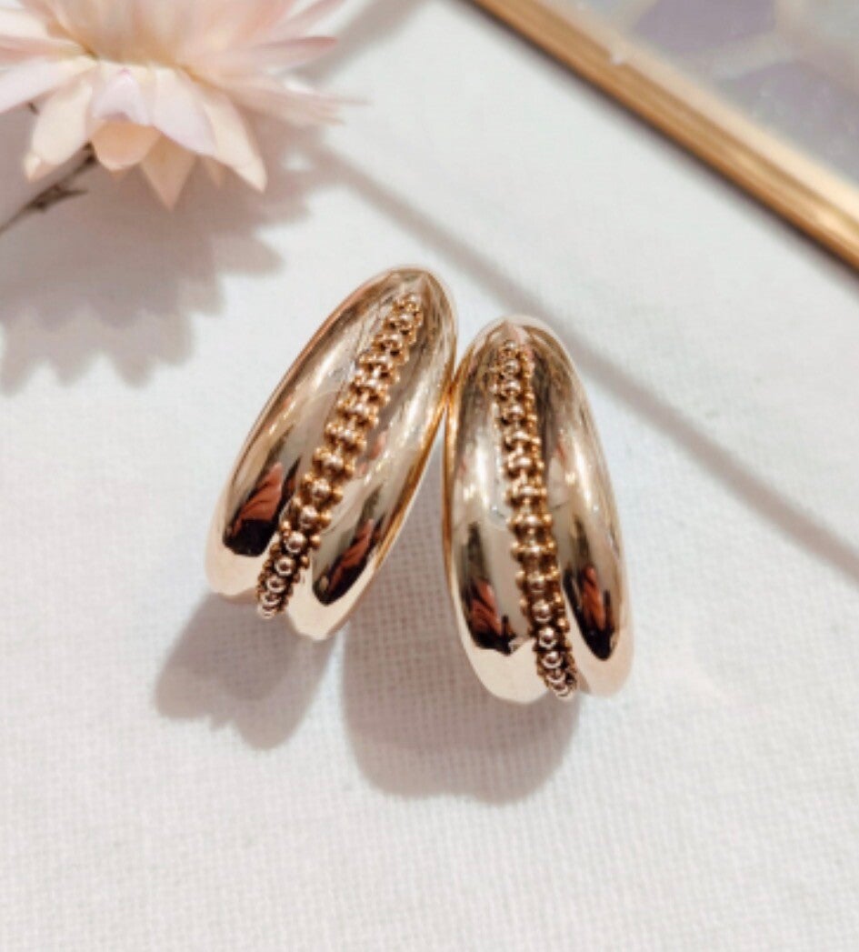 Boucles d’oreilles à créole, chaîne, boule doré