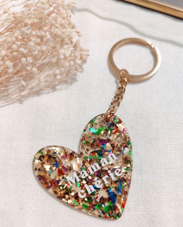 Le porte-clé en résine, Maman chérie multicolore
