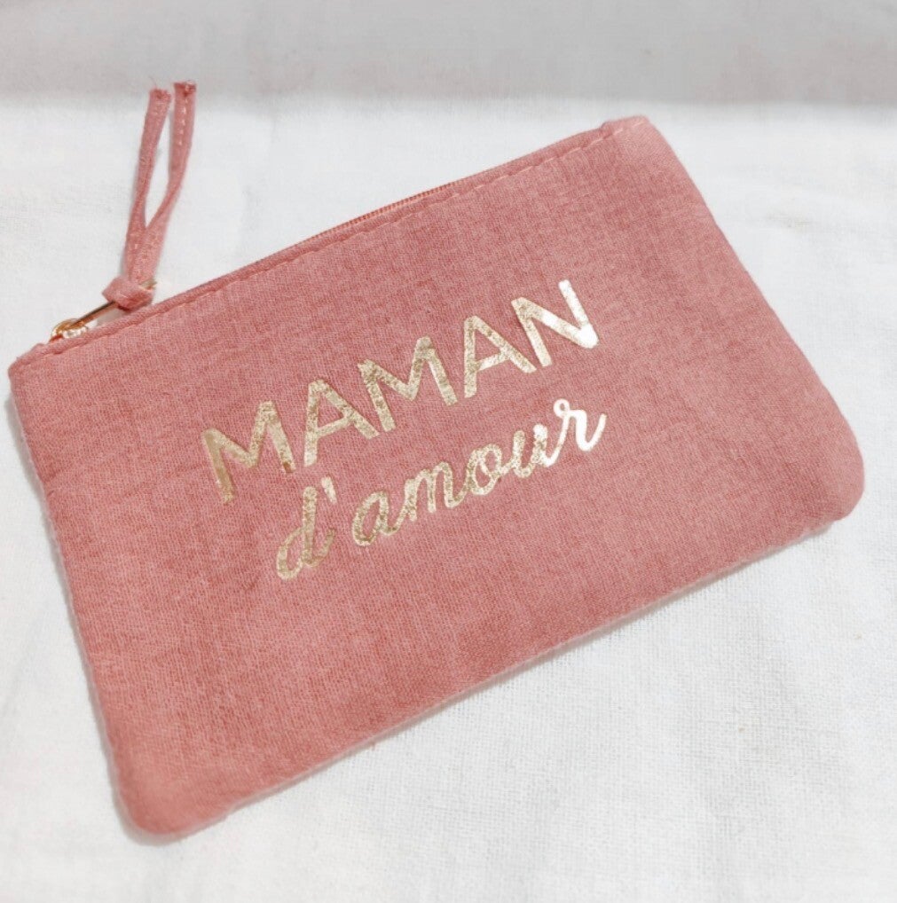 Pochette Maman d’amour rose & doré 💓