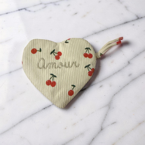 Pochette porte-monnaie, cœur, amour & cerises