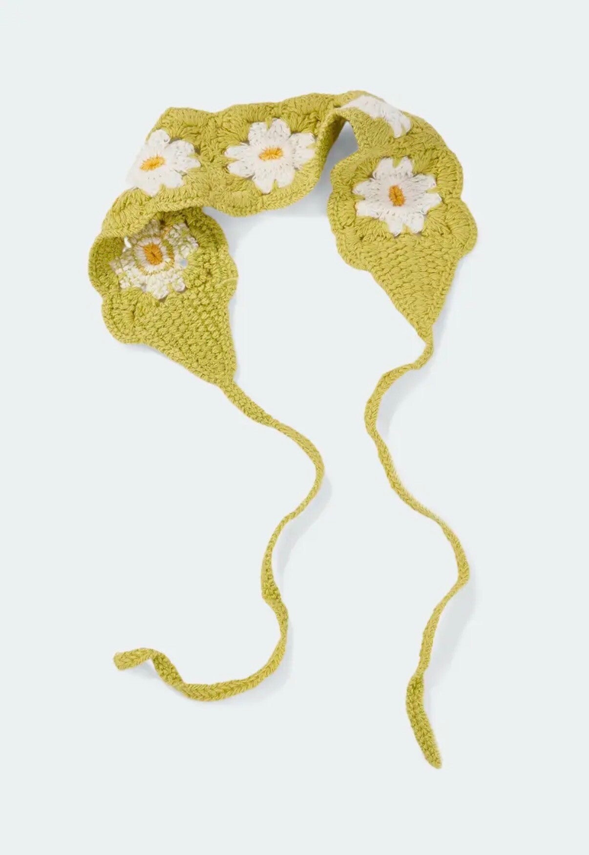 Bandana en crochet fleurs,  vert 💚
