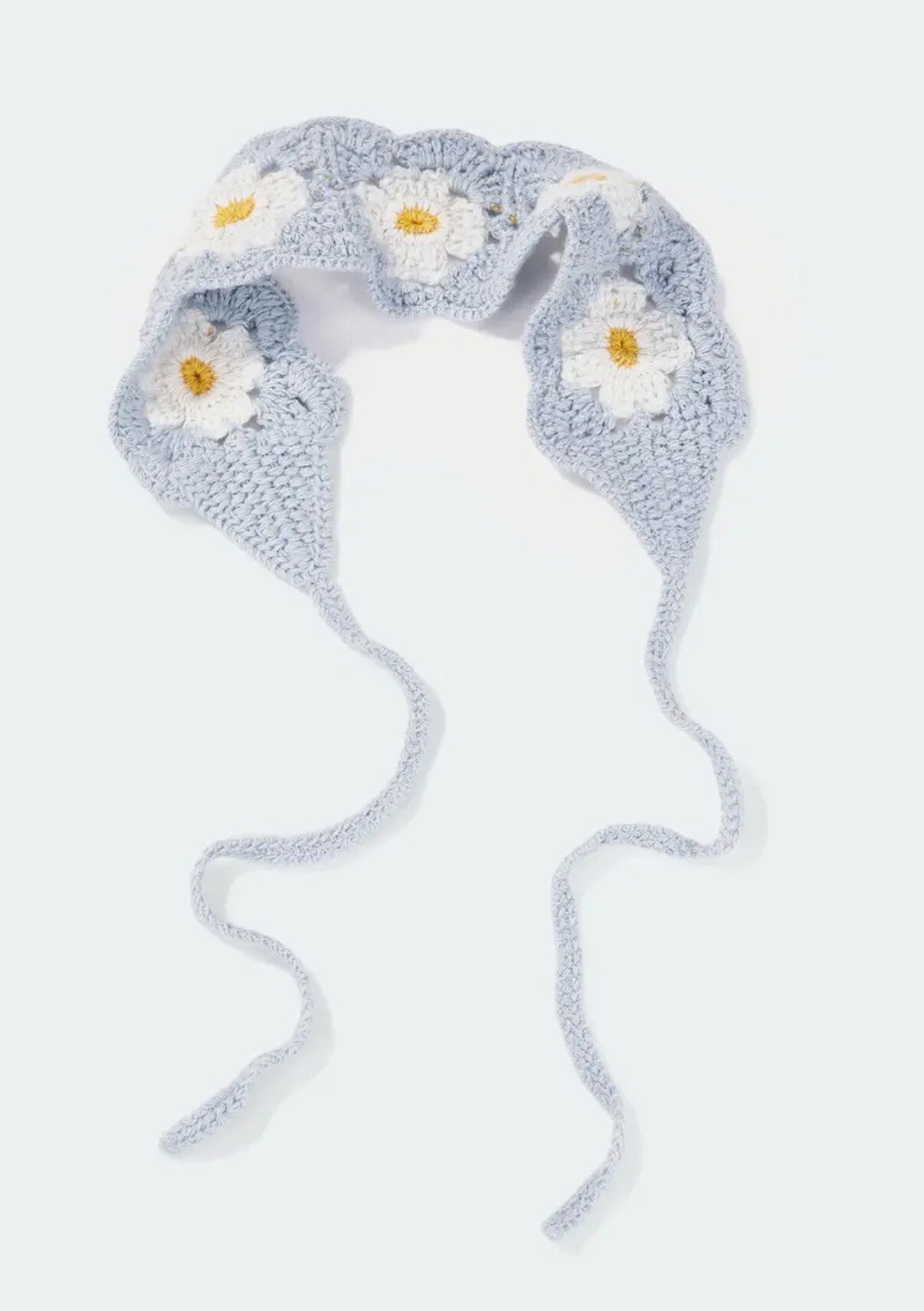 Bandana en crochet fleurs, bleu 🩵