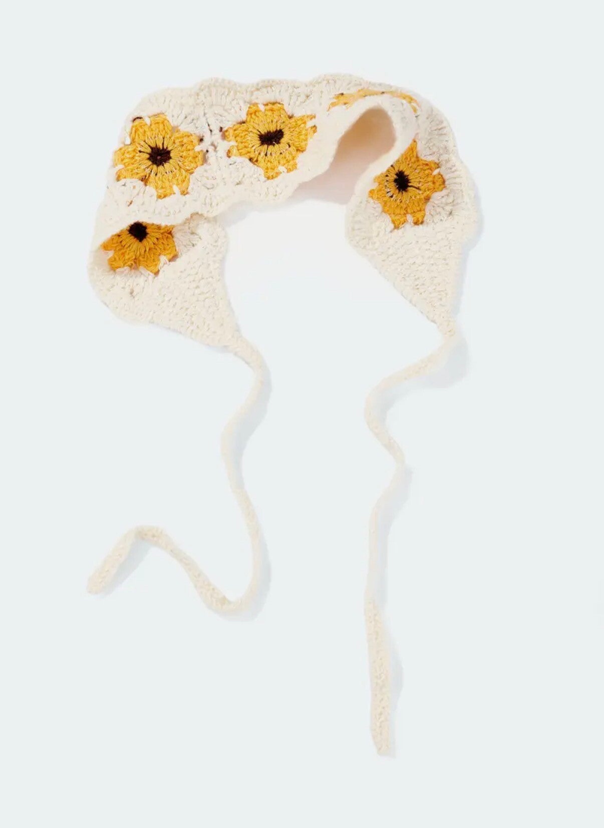 Bandana en crochet fleurs , écrue 🌸