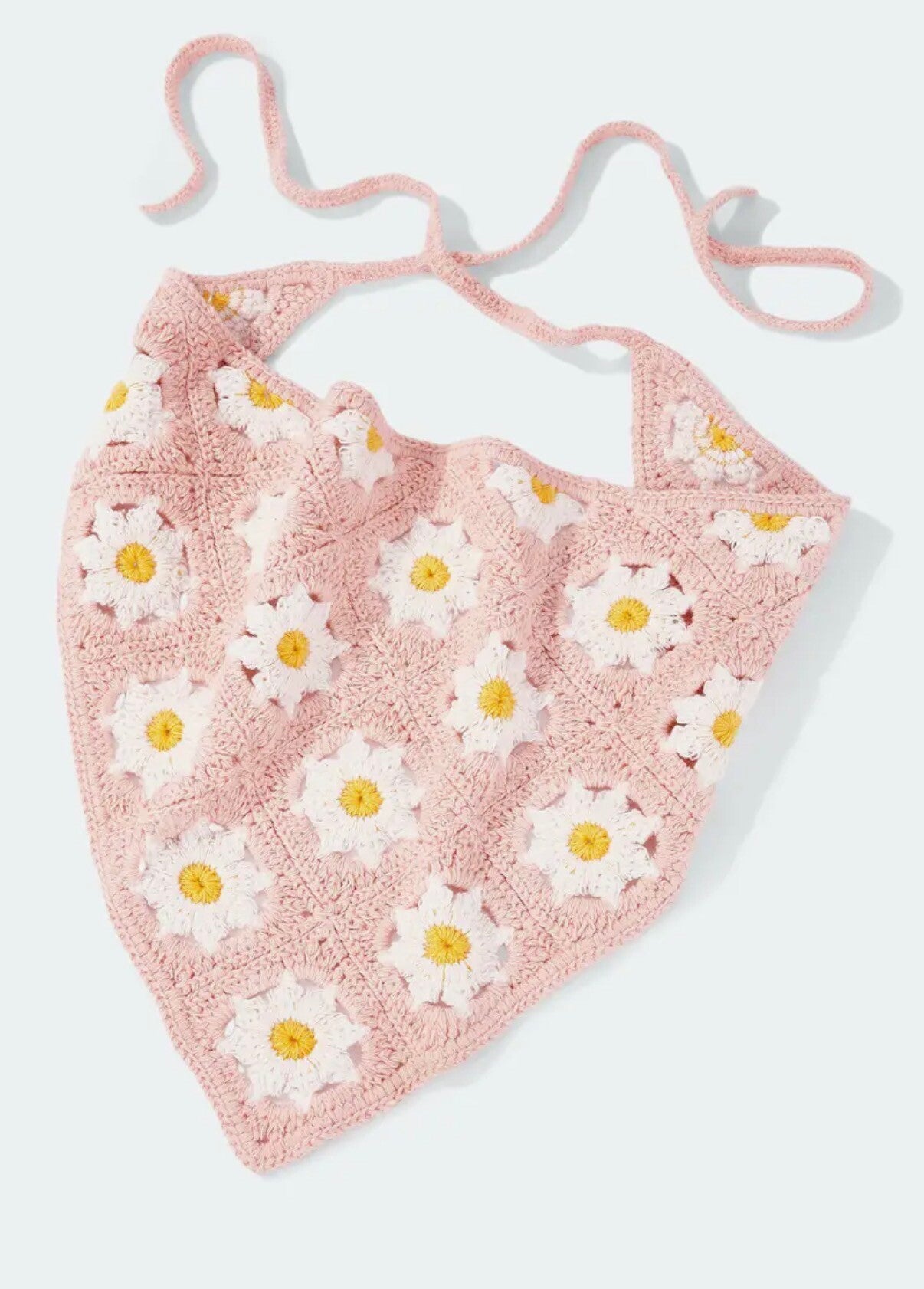 Bandana en crochet fleurs, Rose 🥀