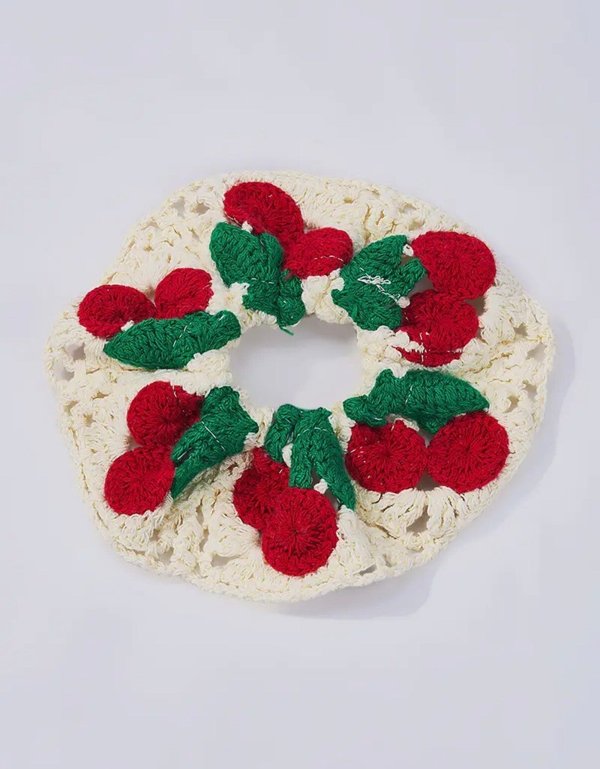 Chouchou élastique, crochet, cerises 🍒