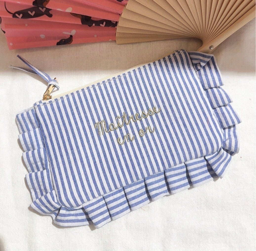 Pochette froufrou, maîtresse en or, bleu 🩵