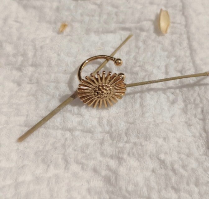 Bague d’oreille earcuffs tournesol doré