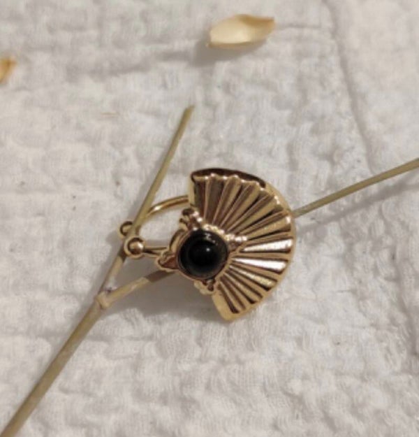Bague d'oreilles, earcuffs Onyx doré
